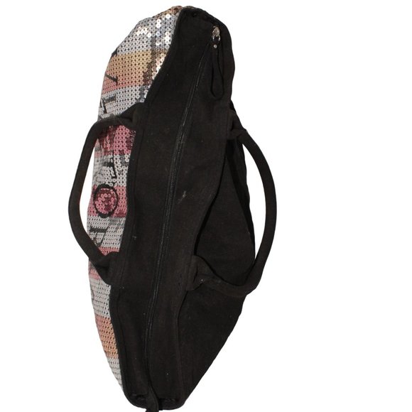 Victorias Secret 2015 Black Friday Pink Silver Sequin Striped Travel Tote Bag - Picture 3 of 5